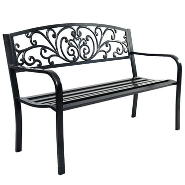 Olive Grove Metal Garden Bench with Cast Iron Birds Design Back Rest With Cushion Worth £ 19.99 Garden Market Place